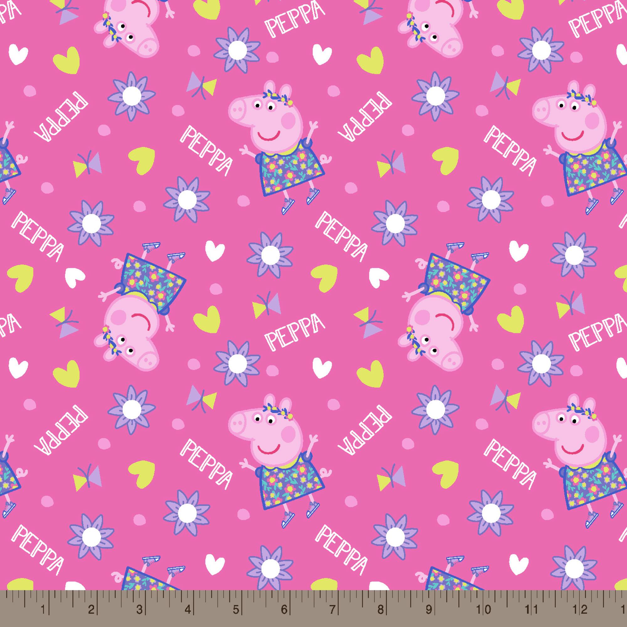 Peppa Pig Pink Toss Cotton Fabric